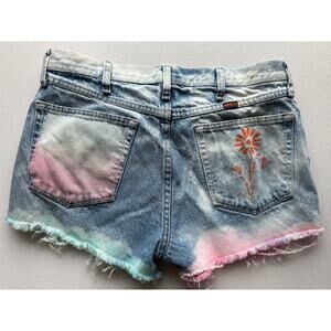 Vintage Reworked Distressed Cutoff High Rise Festival Shorts Size M Bleach Dye